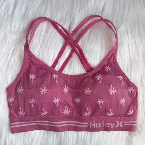 Hurley Palm Print Pink Sports Bra